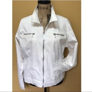 Cabi White Zippered Jean Jacket